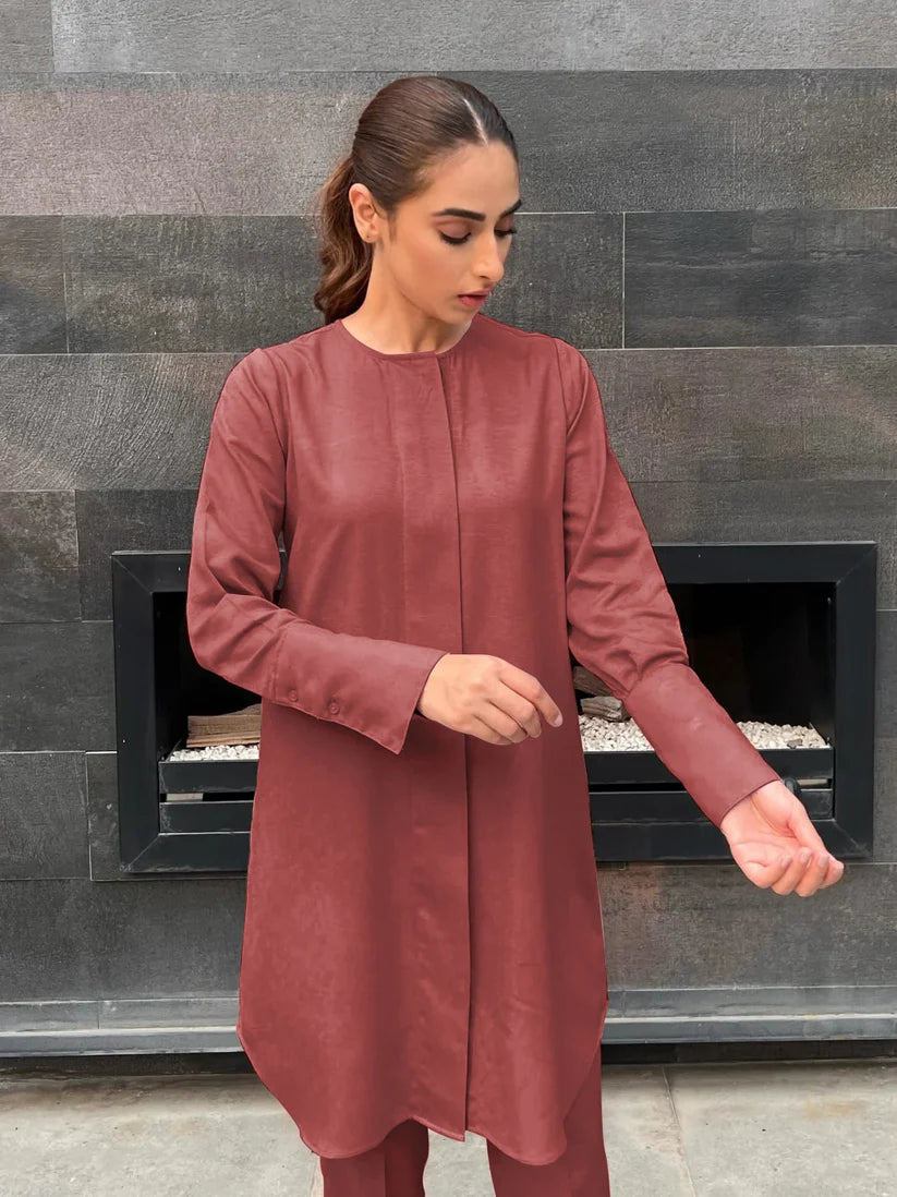 Color High Quality Nirvana Silk Full Sleeves Top + Narrow Pant Co-ord Sets